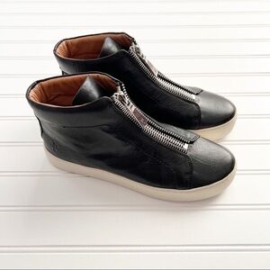 Frye Womens 7.5 Black Leather Lena High Top Sneaker